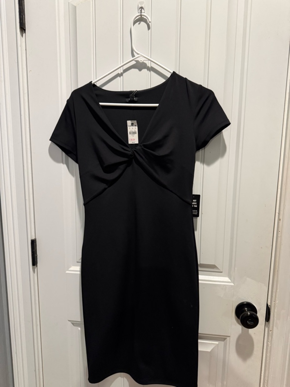 Express Black Twist-Front Midi Dress